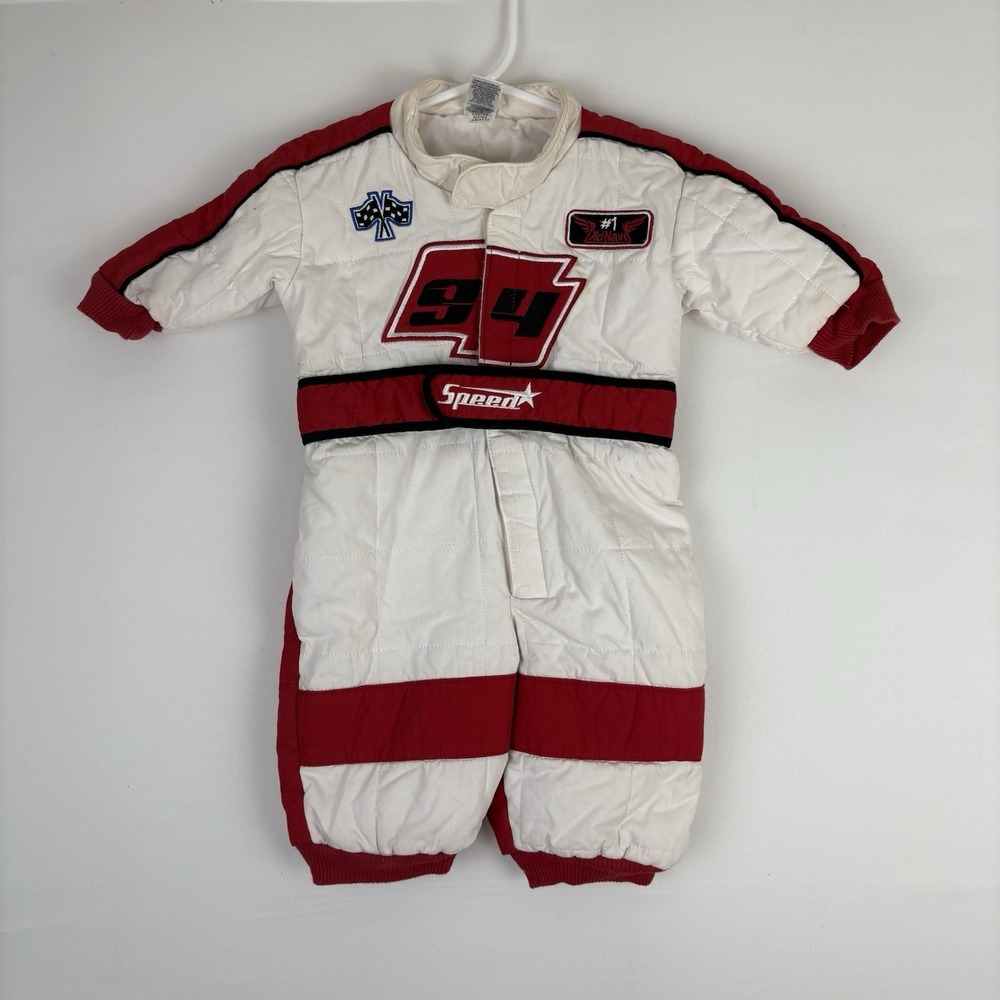 Old Navy Insulated One-Piece Snowsuit White/Red 3-6M Full Zip Nylon Ski